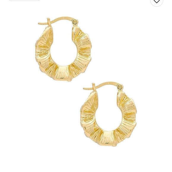 Textured gold hoop earrings #712 - Picture 1 of 4